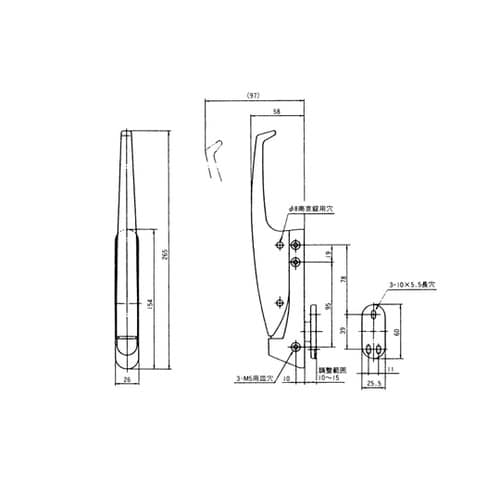 密閉用コーナーハンドル 左右兼用型 TO