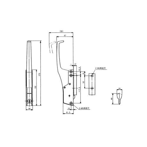 密閉用マグネットハンドル 左右兼用型 鍵
