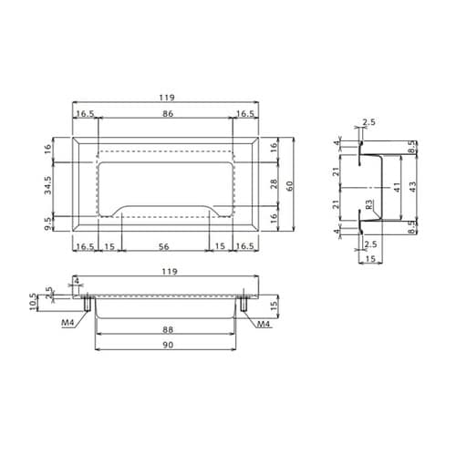 ステンレス埋込み引手 TO−94B
