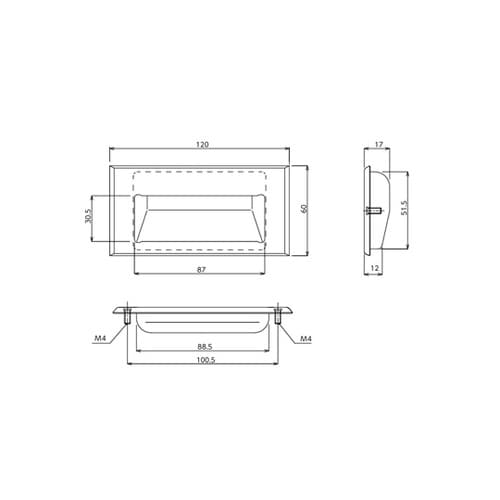 ステンレス埋込み引手 TO−92N