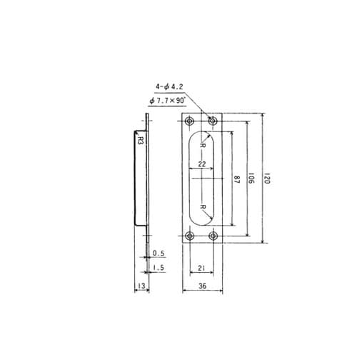 ステンレス角戸引手 小 TO−442S