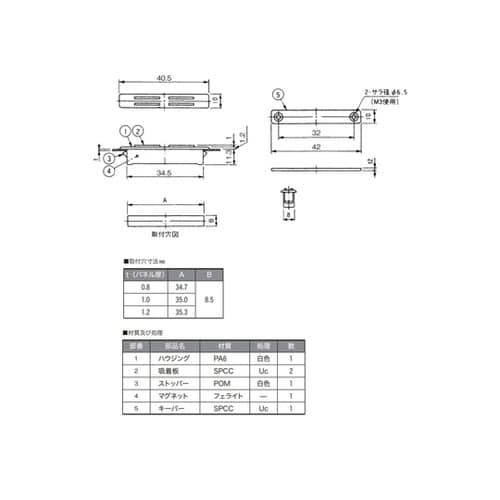 マグネットキャッチ プッシュイン取付 小