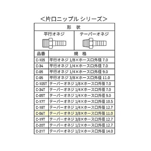片口ニップル 11.0mm R3/8 C