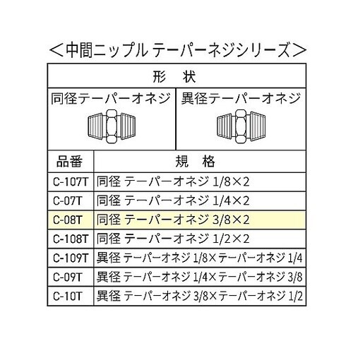 中間ニップル R3/8 C−08T