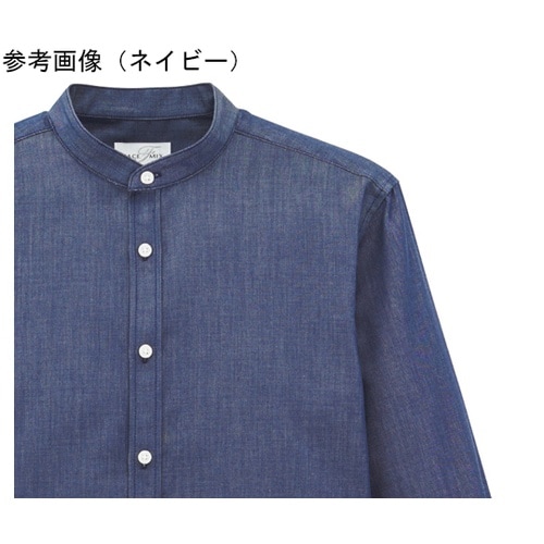 バンドカラー長袖シャツ ブラック SS