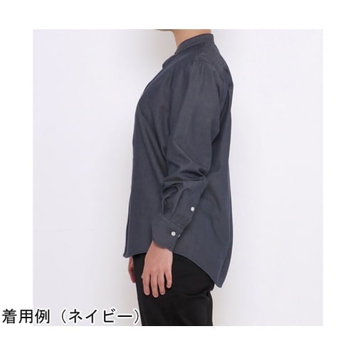 バンドカラー長袖シャツ ブラック SS