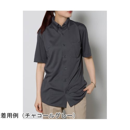 ユニセックスボタンダウン半袖シャツ ネイ