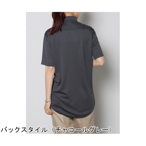 ユニセックスボタンダウン半袖シャツ チャ