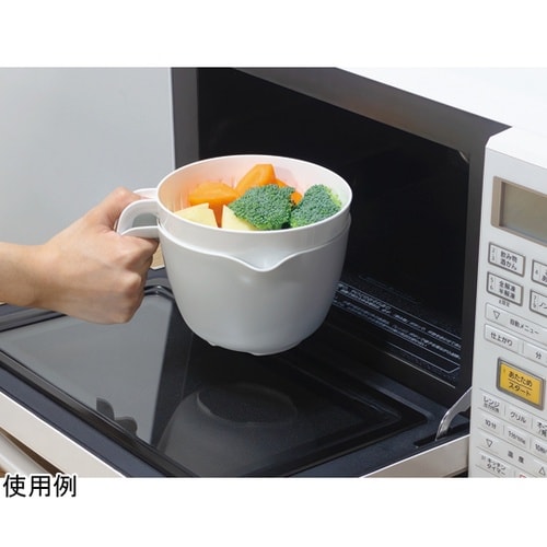 レンジで使える持ち手付ザルボウル GR