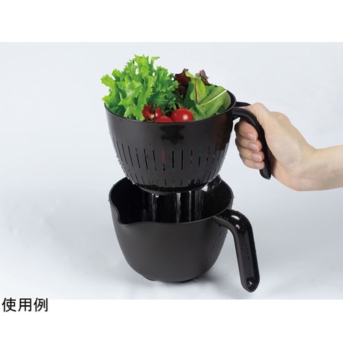 レンジで使える持ち手付ザルボウル BK