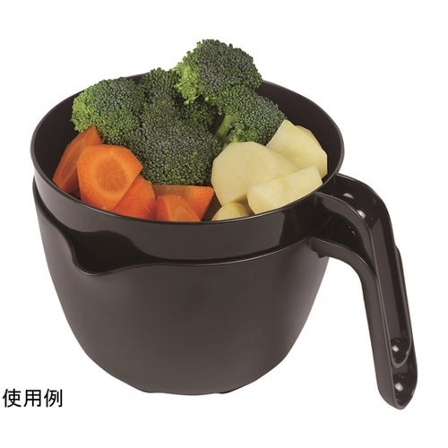 レンジで使える持ち手付ザルボウル BK