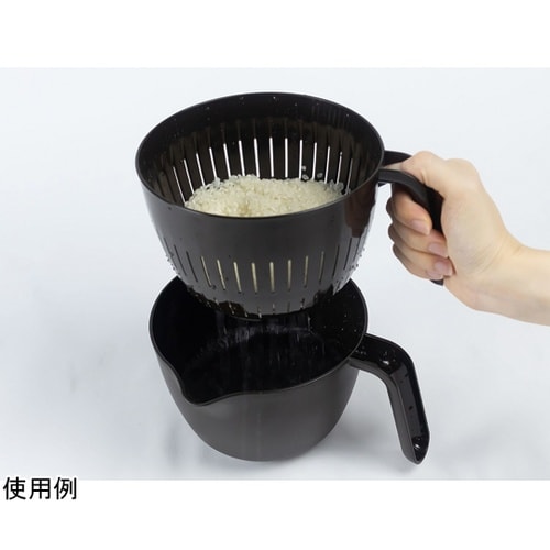 レンジで使える持ち手付ザルボウル BK