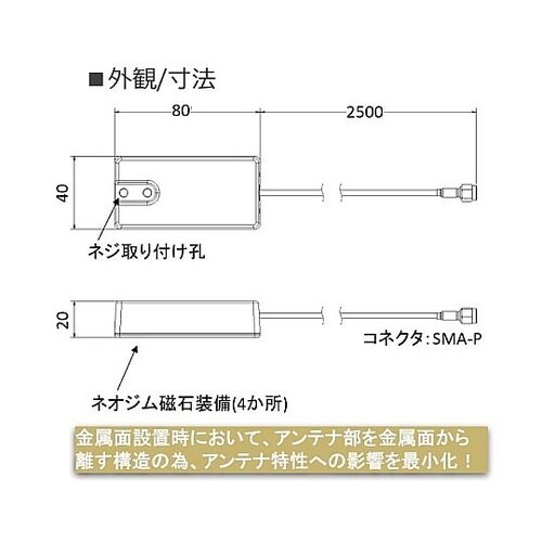LTE/LPWA対応小型シングルアンテナ