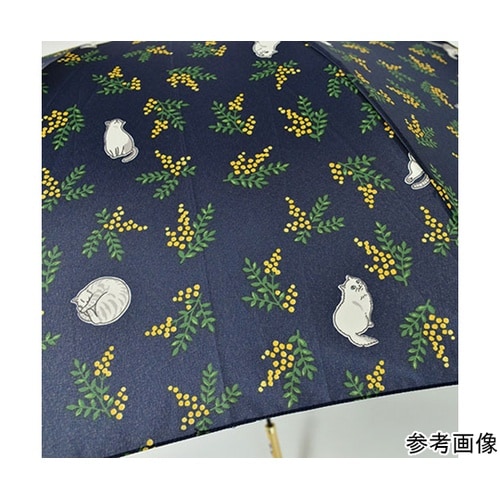 MKN 55cm耐風楽ミニ傘 小花と猫