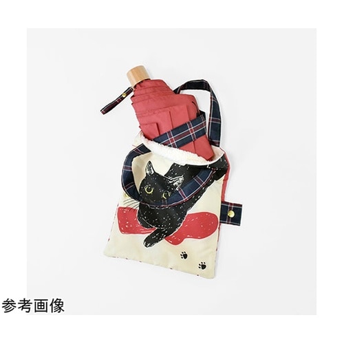 MKN 55cm耐風楽ミニ傘 黒猫 レッ