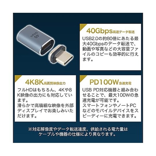 USB Type−Cマグネット変換アダプ