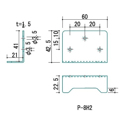 P−8H2h 石膏ボード用 受金具 L型