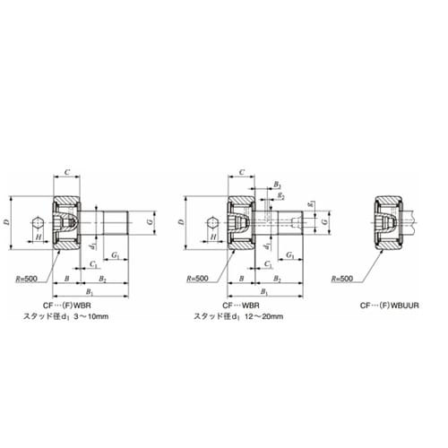 スラストワッシャ付カムフォロア CF−W