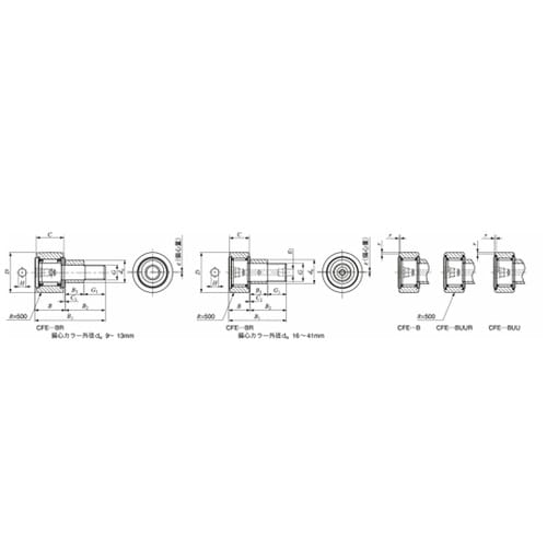 偏心カラー付きカムフォロア CFE−B(