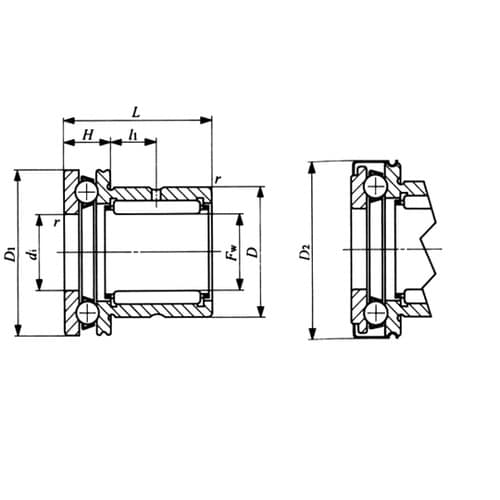 スラストボールベアリング付ニードルベアリ