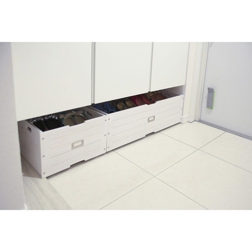 シューズラック 幅52cm 下駄箱下収納 ホワイト