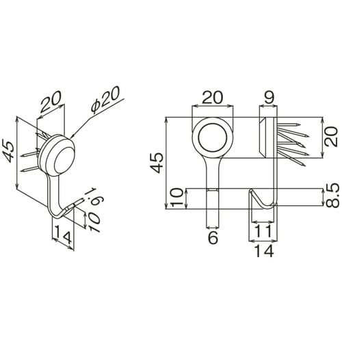 フック ニコピンフック ダブル ホワイト