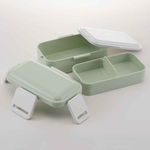 弁当箱 2段 600ml 抗菌 ふわっと グリーン
