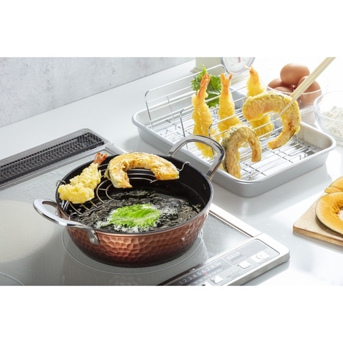 天ぷら鍋 22cm IH対応 槌目鍛造天ぷら鍋