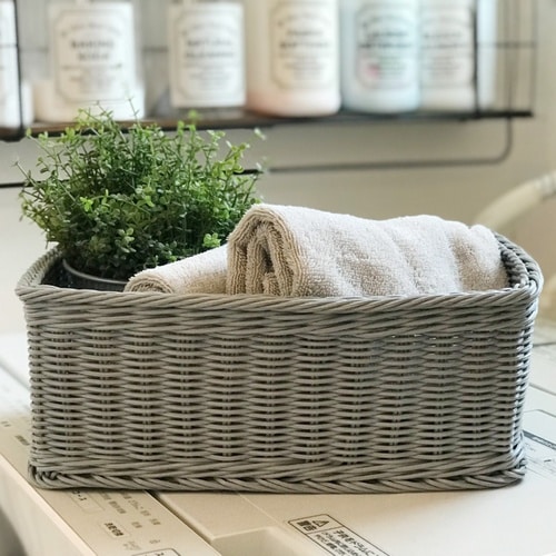 かご 洗える 抗菌素材 グレー