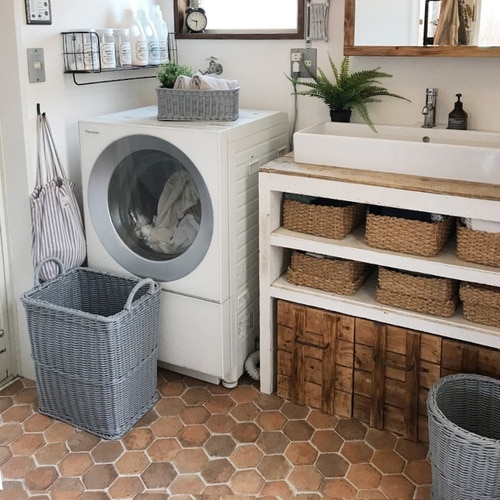 かご 洗える 抗菌素材 グレー