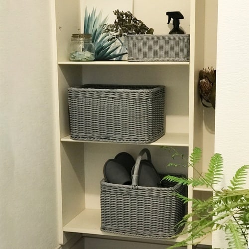 かご 洗える 抗菌素材 グレー