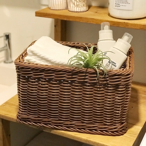 かご 洗える 抗菌素材 ストレージBOX ブラウン