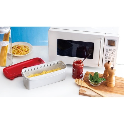スチームパスタメーカー 電子レンジ対応 レッド