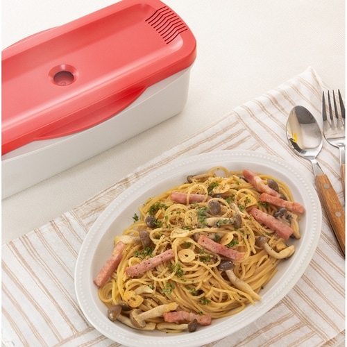 スチームパスタメーカー 電子レンジ対応 レッド