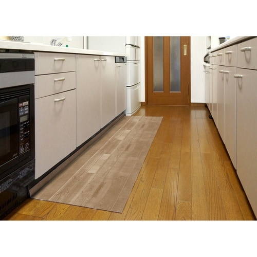 キッチンマット 木目調 L字型 ナチュラル