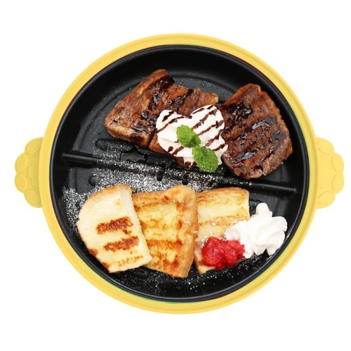 レンジパン 丸型 猫 仕切り付き イエロー