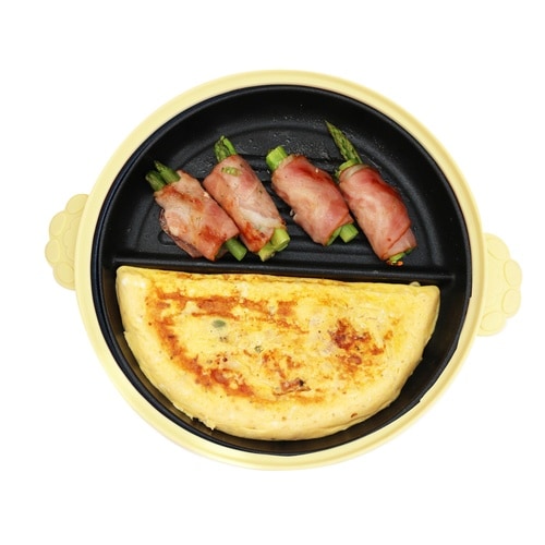 レンジパン 丸型 猫 仕切り付き イエロー