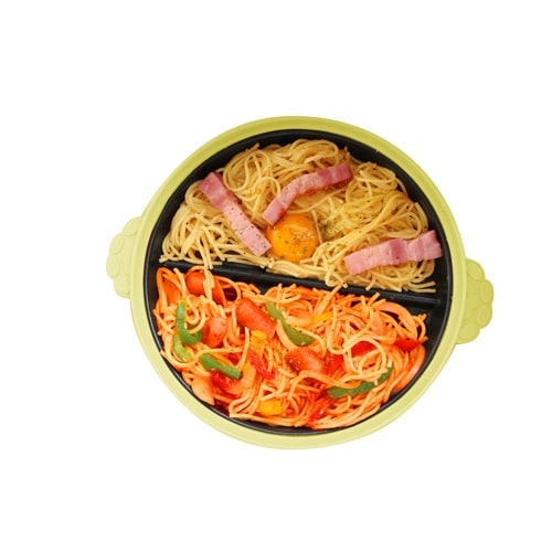 レンジパン 丸型 猫 仕切り付き イエロー