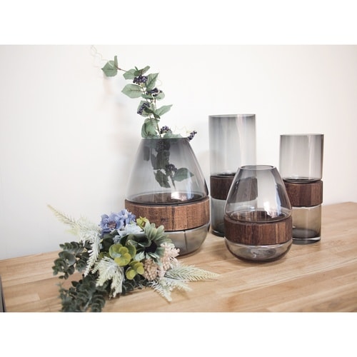 花瓶 ガラスベース フォグウッド ドロップ L