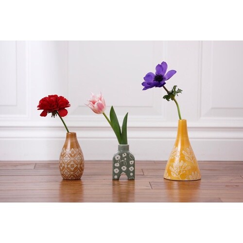 花瓶 ポーリッシュフラワーベース イエロー