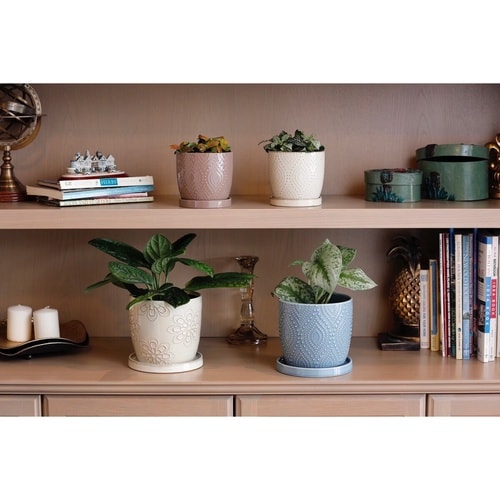 植木鉢 ドーセポット S ダイヤ模様×ピンク