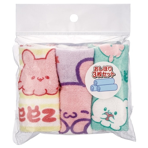 おしぼりタオル 3枚セット らぶいからず