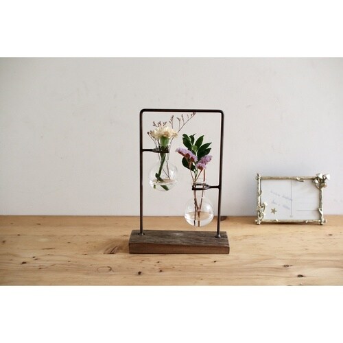 花瓶 アイアンガラスハンギング 2ボトル