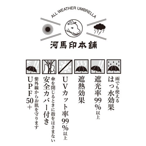 日傘 河馬印本舗 長傘 晴雨兼用 手開き式 水風船