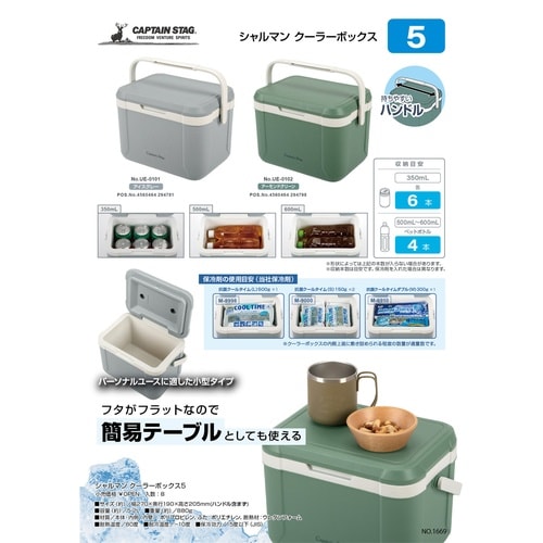 クーラーボックス 5.2L アイスグレー