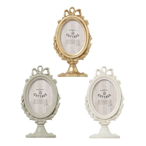 フォトフレーム フォトスタンド オーバル ホワイト