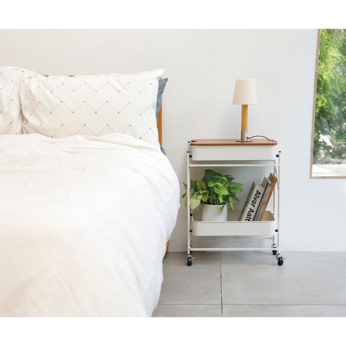 キッチンワゴン 折り畳める 2段 ワゴン ホワイト