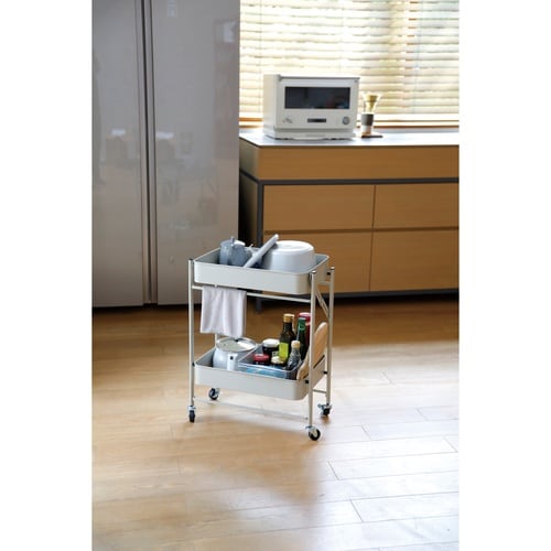 キッチンワゴン 折り畳める 2段 ワゴン ホワイト