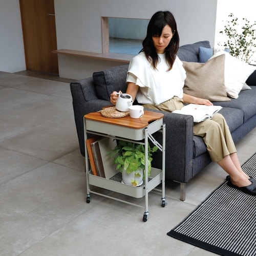 キッチンワゴン 折り畳める 2段 ワゴン ホワイト