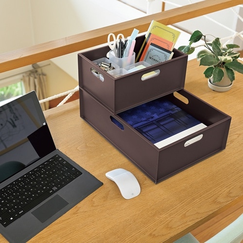 収納ボックス カロキューブ 縦型ハーフ ブラウン